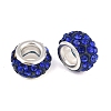 Polymer Clay Rhinestone European Large Hole Beads with Silver Color Plated Brass Cores FPDL-R002-03-1