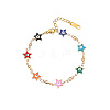 Golden Tone Stainless Steel Enamel Evil Eye Link Chain Bracelets for Women CI4530-1-1