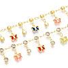 Brass Glass Butterfly Charm Link Chains CHC-T018-12A-G-1