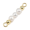 Natural Cultured Freshwater Pearl & Electroplate Non-magnetic Synthetic Hematite Round Beaded Connector Charms PALLOY-JF04364-3