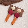 Wood & Iron Dangle Stud Earrings WGBF754-07-1