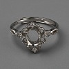 Adjustable 925 Sterling Silver Micro Pave Cubic Zirconia Oval Ring Component STER-WH0007-05P-2