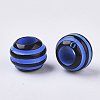 Spray Painted Stripe Opaque Acrylic European Beads SACR-S303-002A-01-2