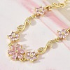 Brass Micro Pave Cubic Zirconia Link Chain Bracelets for Women BJEW-C156-04D-03G-3
