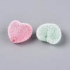 Flocking Opaque Acrylic Heart Beads OACR-T030-09M-2