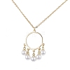 ABS Plastic Imitation Pearl with Brass Pendant Necklaces NJEW-JN04904-1