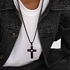 Men's Stainless Steel Clear Cubic Zirconia Cross Pendant Box Chain Necklaces PW-WG79D52-02-2