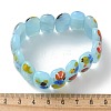 Handmade Millefiori Lampwork Beaded Stretch Bracelets for Men Women BJEW-G738-01C-04-5