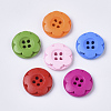 4-Hole Spray Painted Maple Wood Buttons BUTT-T006-012-1