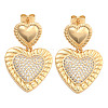 Brass Pave Clear Cubic Zirconia Stud Earrings EJEW-U005-06G-1