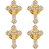 4Pcs Floral Cross Zinc Alloy Rhinestone Lapel Pin Backs for Backpack Clothes JEWB-FH0002-32G-1