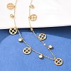 Saint Patrick's Day 304 Stainless Steel Crystal Rhinestone Flat Round and Clover Tassel Bib Necklaces for Women NJEW-A064-01G-1
