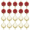 20Pcs 2 Colors Alloy & Plastic Rose Flower Connector Charms FIND-YW0008-32-2
