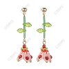 Dyed Natural Agate Dangle Stud Earrings EJEW-FS00085-1
