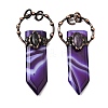 Dyed Natural Purple Banded Agate & Amethyst Sword Shape Big Pendants G-Q350-07L-1