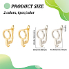 BENECREAT 12Pcs 2 Colors Brass Hoop Earring Findings KK-BC0010-99-2