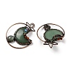 Natural Green Aventurine Brass Star Moon Big Pendants G-H316-01R-04-2