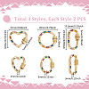 6Pcs 3 Styles Brass Micro Pave Cubic Zirconia Screw Carabiner Lock Charms ZIRC-UN0001-15-3
