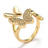 Brass Micro Pave Clear Cubic Zirconia Cuff Rings RJEW-O044-07G-3