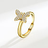 Adjustable Brass Pave Cubic Zirconia Enamel Rotating Finger Rings for Women FS-WGAC909-02-1