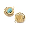 304 Stainless Steel Pave Synthetic Turquoise Pendants STAS-P380-19G-01-2