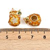 Brass Micro Pave Clear Cubic Zirconia European Enamel Beads KK-D421-06G-3
