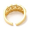 Rack Plating Brass Curb Chains Shape Open Cuff Ring with Cubic Zirconia RJEW-R138-01G-2