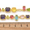 Brass Micro Pave Colorful Cubic Zirconia Link Chain Necklaces NJEW-M089-01G-3