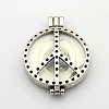 Hollow Peace Sign Flat Round Photo Frames Alloy Diffuser Locket Pendants PALLOY-J413-21AS-NF-2
