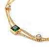 Ion Plating(IP) 304 Stainless Steel Chain Multi-strand Anklet with Rhinestone BJEW-P272-02G-2