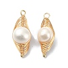 Natural Pearl Copper Wire Wrapped Pendants PALLOY-JF02083-1