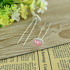 Lady's Hair Accessories Silver Color Plated Iron Resin Heart Hair Forks PHAR-S182-09-1