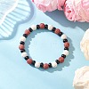 Natural Lava Rock & Coconut Shell Beaded Stretch Bracelets for Women Men BJEW-JB12470-01-1