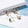 Natural Agate Oval Finger Rings RJEW-JR00441-03-2