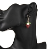 Flower with Round Acrylic & Glass Bead Dangle Earrings EJEW-JE06634-01-3