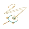 Boho Plasic Bead & 304 Stainless Steel Flower & leaf Pendant Cable Chain Necklaces for Women NJEW-A032-07G-02-2