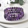 Natural Amethyst Beaded Stretch Bracelets BJEW-Q692-56-8mm-3