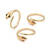 Ion Plating(IP) 304 Stainless Steel Snake Wrap Open Cuff Ring with Rhinestone for Women RJEW-E062-B01-G-1