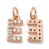 Brass Micro Pave Grade AAA Cubic Zirconia Charms ZIRC-P067-11RG-E-NR-2