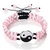 Adjustable Round Pink Cat Eye Beaded Stretch Bracelet Sets GW3439-6-1