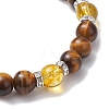 8mm Round Dyed Natural Quartz Crystal & Tiger Eye Stretch Bracelets for Women Men BJEW-TA00519-4