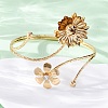 Lotus Alloy Arm Cuff Bangles for Girl Women AJEW-A063-01D-G-3