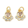 Brass Pave Cubic Zirconia Paw Print Charms KK-I355-17G-06-1