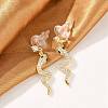 Brass Micro Pave Clear Cubic Zirconia Stud Earrings EJEW-P301-14G-3