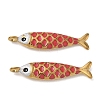 304 Stainless Steel with Red Enamel Pendants SA-CBA0FDA-01G-1