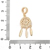 Brass Micro Pave Clear Cubic Zirconia Woven Web/Net with Feather European Dangle Charms KK-A244-04G-3