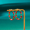 Christmas Alloy Enamel Twist Hoop Earrings FS-WG4C0CB-05-1
