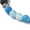 4Pcs 4 Color Natural Dyed Crackle Agate & Lava Rock Round Beaded Stretch Bracelets Set BJEW-TA00444-5