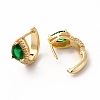 Green Cubic Zirconia Teardrop Hoop Earrings EJEW-H094-01G-2