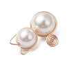 Copper Wire Wrapped Shell Pearl Round Beads Cat Shape Pendants PALLOY-TA00178-4